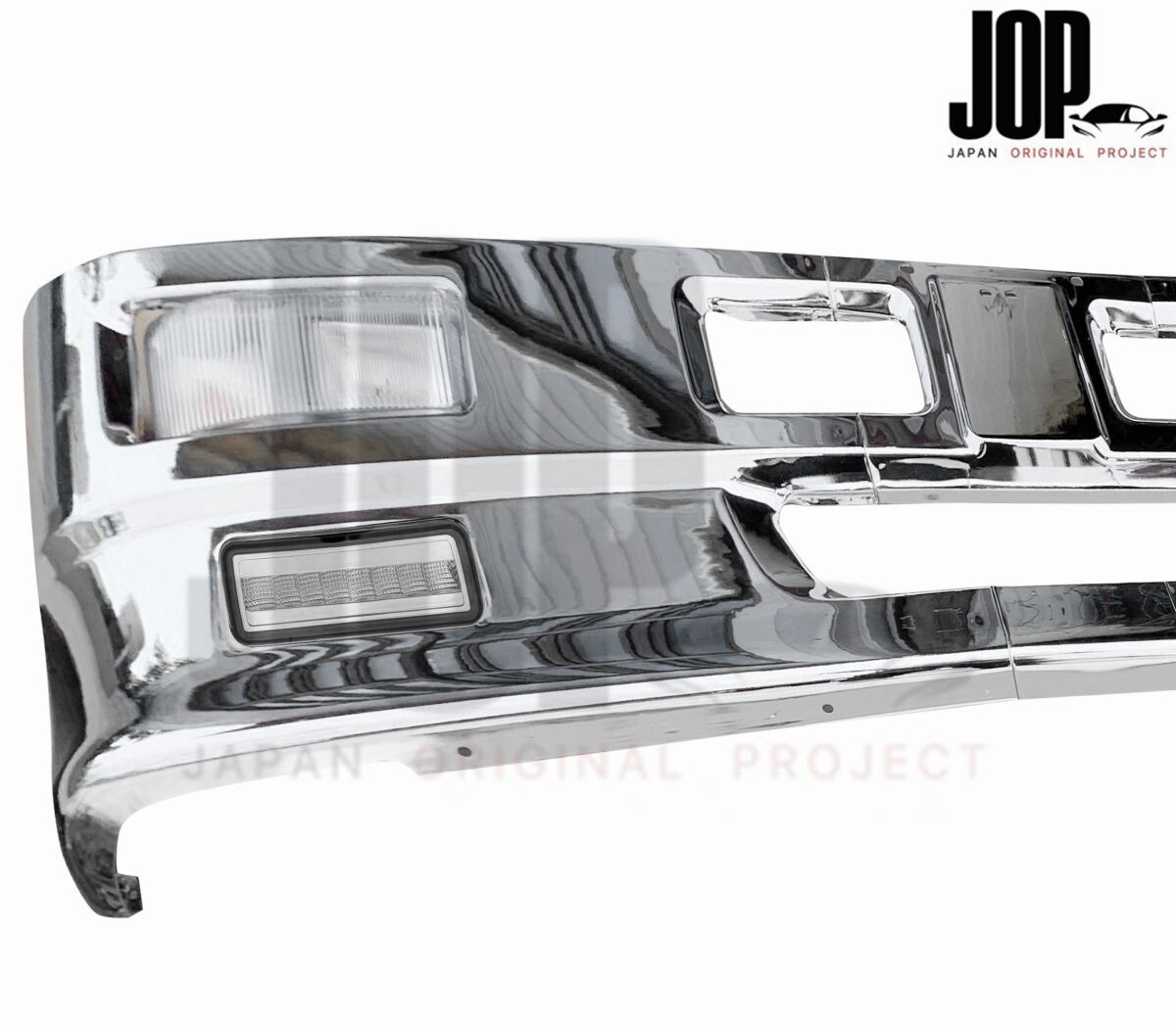 ふそう ジェネレーション キャンター ワイド メッキ ハイブリッド フロント バンパー W2000mm H450mm LED フォグランプ 取り付けステー 付_画像2