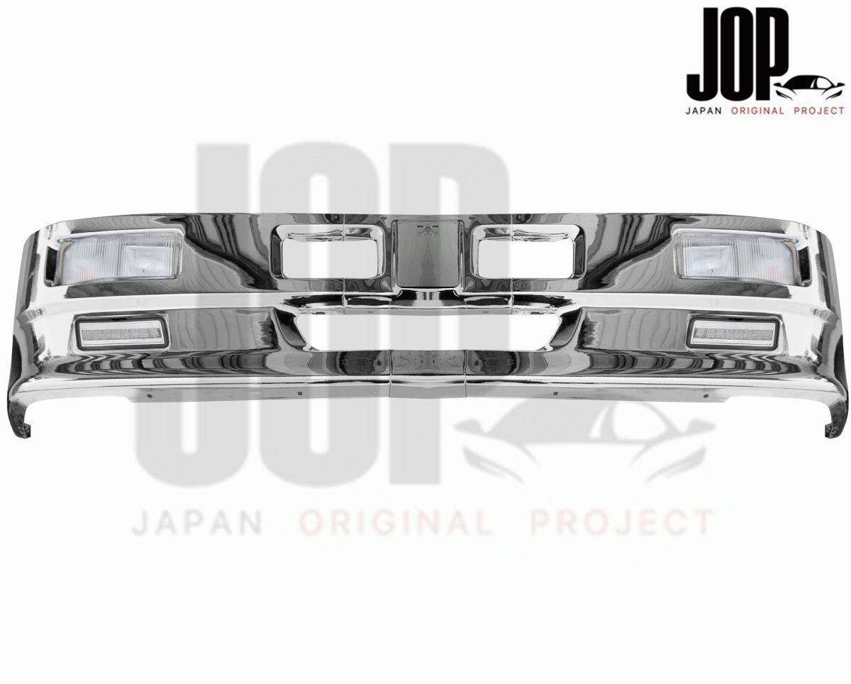 ふそう ジェネレーション キャンター ワイド メッキ ハイブリッド フロント バンパー W2000mm H450mm LED フォグランプ 取り付けステー 付_画像1