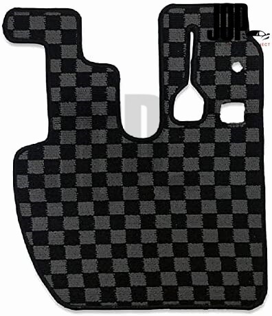 三菱 ふそう スーパーグレート H8.6~H29.4 大型 内装 滑り止 足マット 運転席用 ブラック x グレー チェック フロアマット トラック_画像1