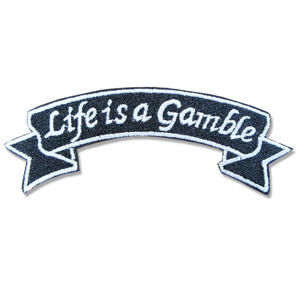 刺繍 アイロン ワッペン【Life is a Gamble/人生はギャンブル】黒 スラング 英語 単語 俗語 言葉 パッチ パッチ アップリケ アメカジ_画像2