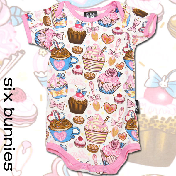 ベビー服【ロンパース】カップケーキ 【SIX・BUNNIES】【6～12ヶ月】シックス バニーズ 出産祝い 女の子 アメリカン アメカジ スイーツ_画像1