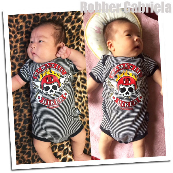 [3~6 месяцев ] детская одежда детский комбинезон Biker Bay Be [SIX*BUNNIES] Schic sba потребности празднование рождения мужчина девочка мотоцикл шлем ...