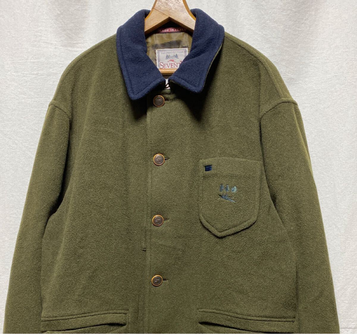 上質　オールド　イタリア製　SEVENTY カシミア×ウール　フィールドコート　セブンティ　ジャケット　カバーオール　メルトン_画像1