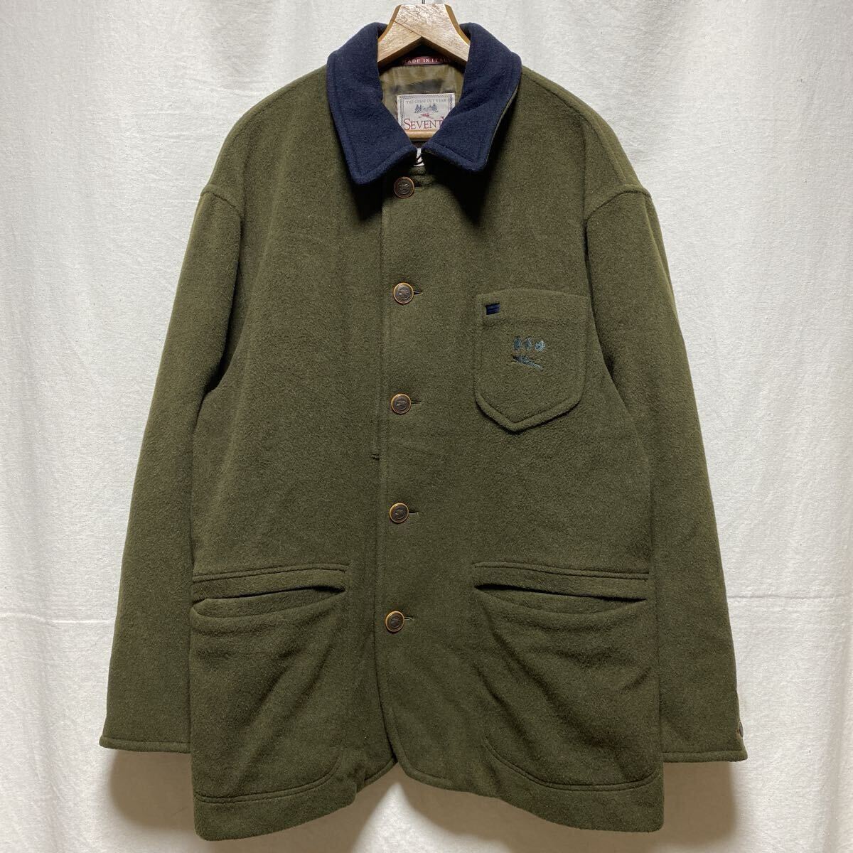 上質　オールド　イタリア製　SEVENTY カシミア×ウール　フィールドコート　セブンティ　ジャケット　カバーオール　メルトン_画像2