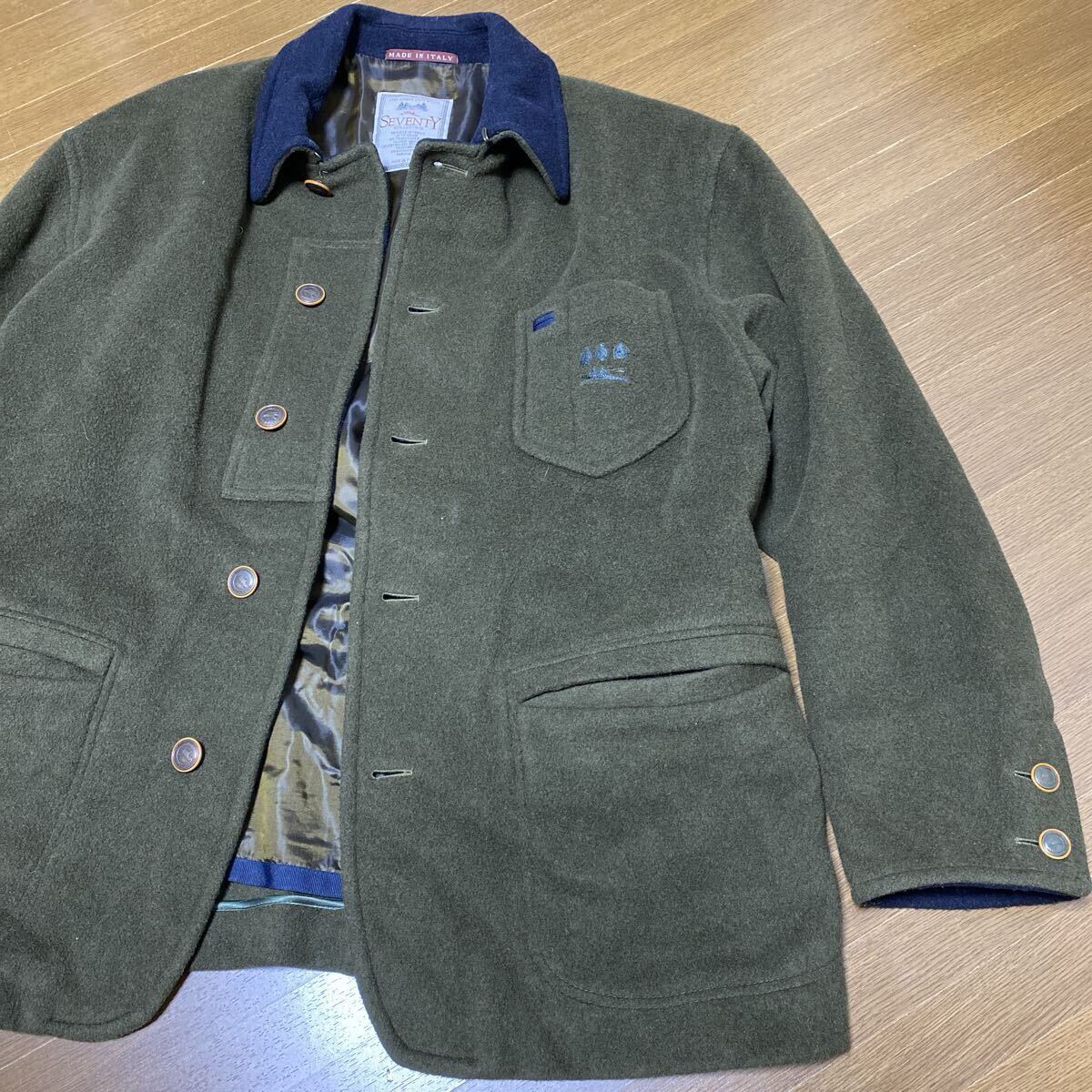 上質　オールド　イタリア製　SEVENTY カシミア×ウール　フィールドコート　セブンティ　ジャケット　カバーオール　メルトン_画像6
