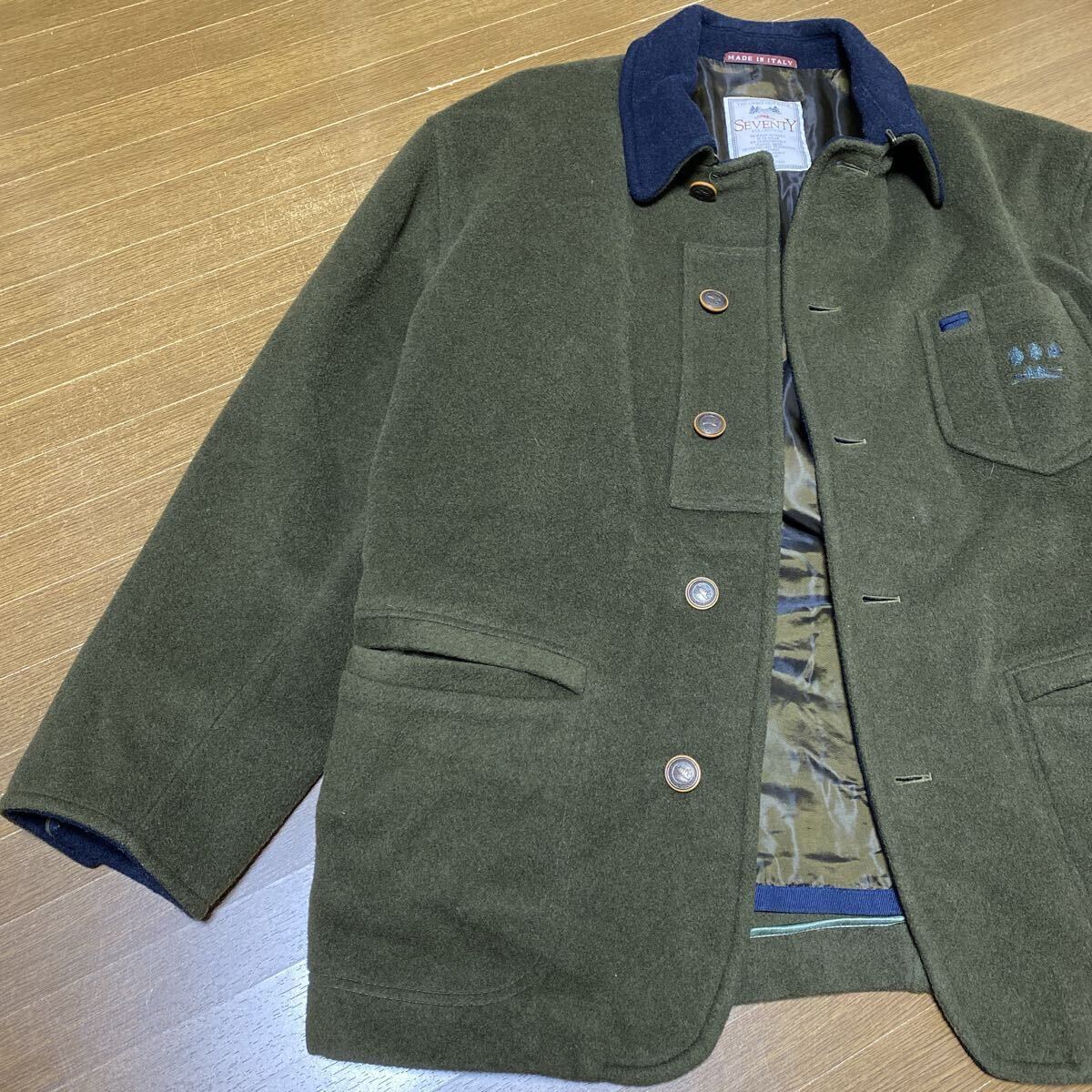 上質　オールド　イタリア製　SEVENTY カシミア×ウール　フィールドコート　セブンティ　ジャケット　カバーオール　メルトン_画像8