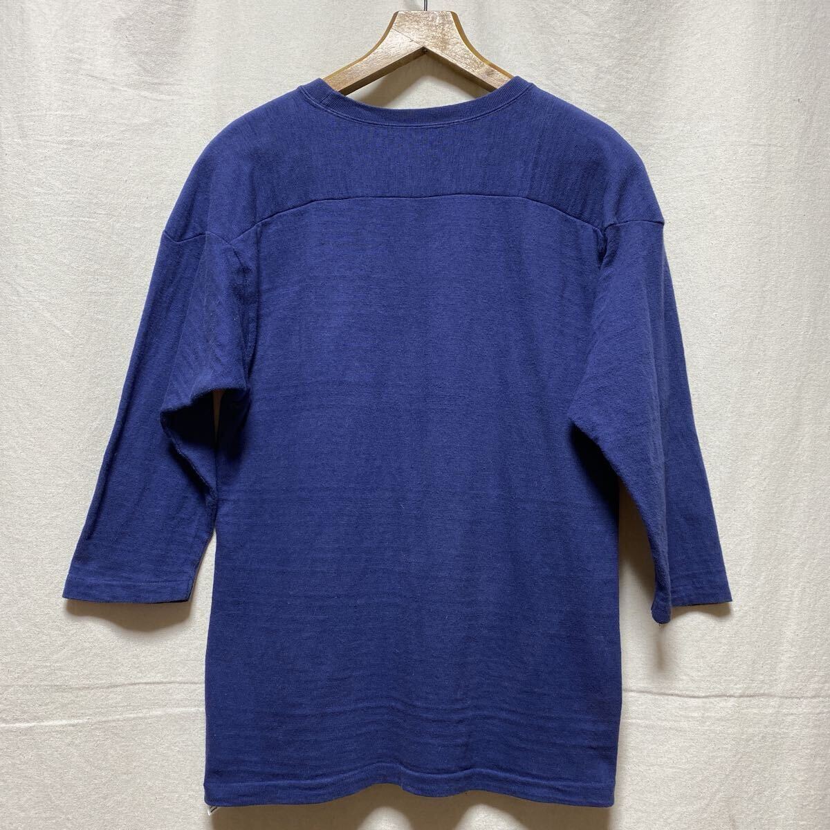 WAREHOUSE フットボールTシャツ　七分袖　無地　ネイビー　38 コットン カットソー　ウエアハウス　日本製_画像3