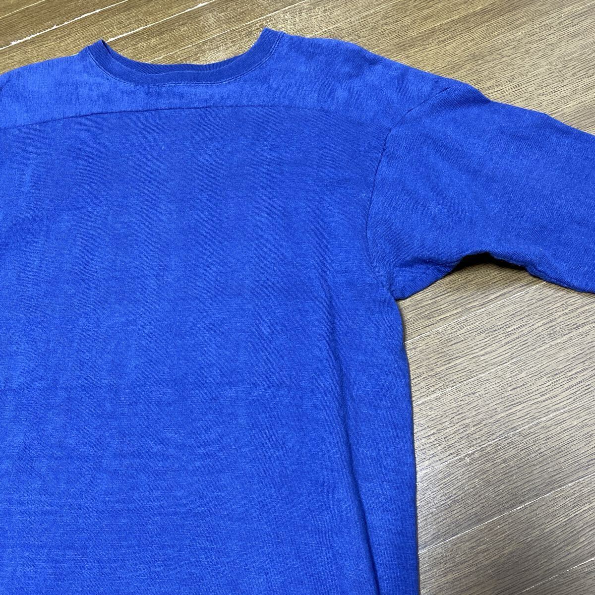 WAREHOUSE フットボールTシャツ　七分袖　無地　ネイビー　38 コットン カットソー　ウエアハウス　日本製_画像7