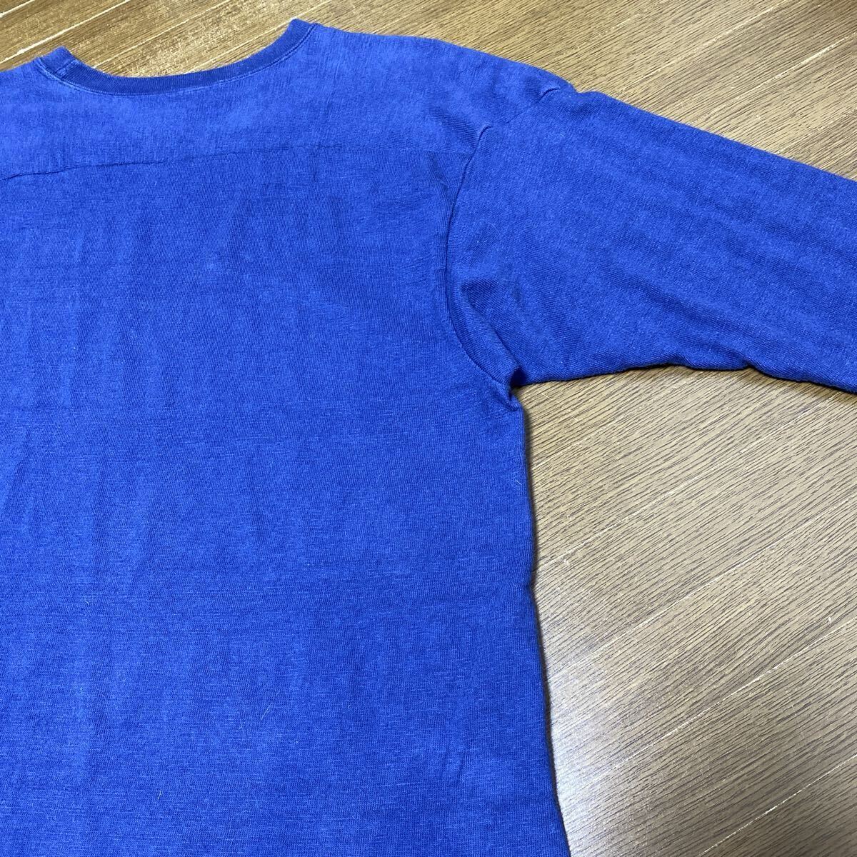 WAREHOUSE フットボールTシャツ　七分袖　無地　ネイビー　38 コットン カットソー　ウエアハウス　日本製_画像9