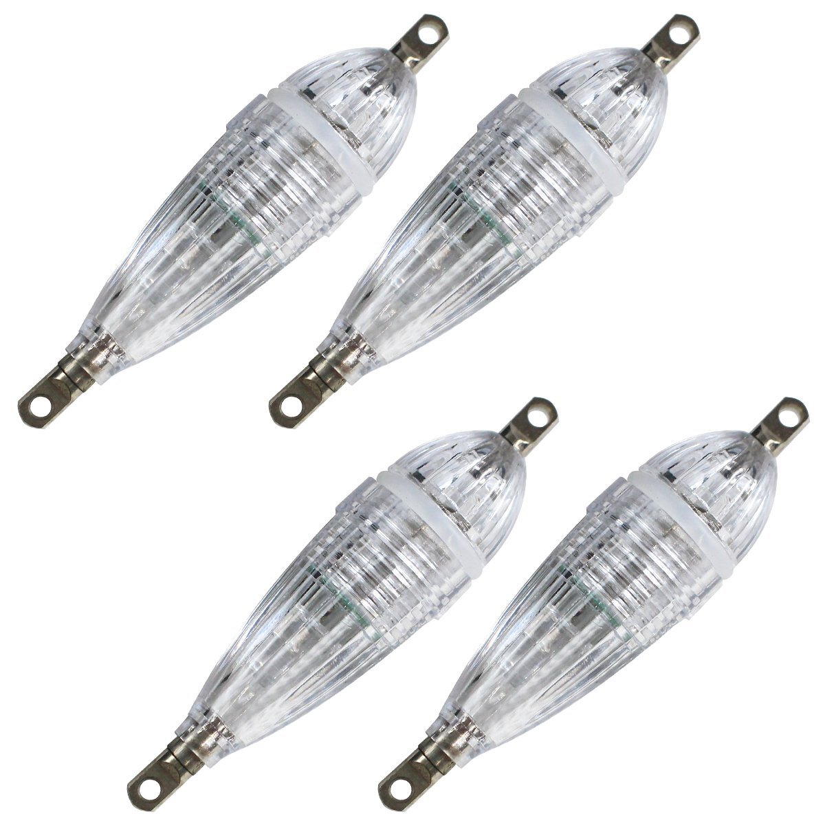 【送料無料】『白/ホワイト 4本セット』集魚灯 夜釣り イカ釣り 水中 ライト 6cm いか釣り アオリイカ コウイカ 水中 LED 発光 4個_画像1