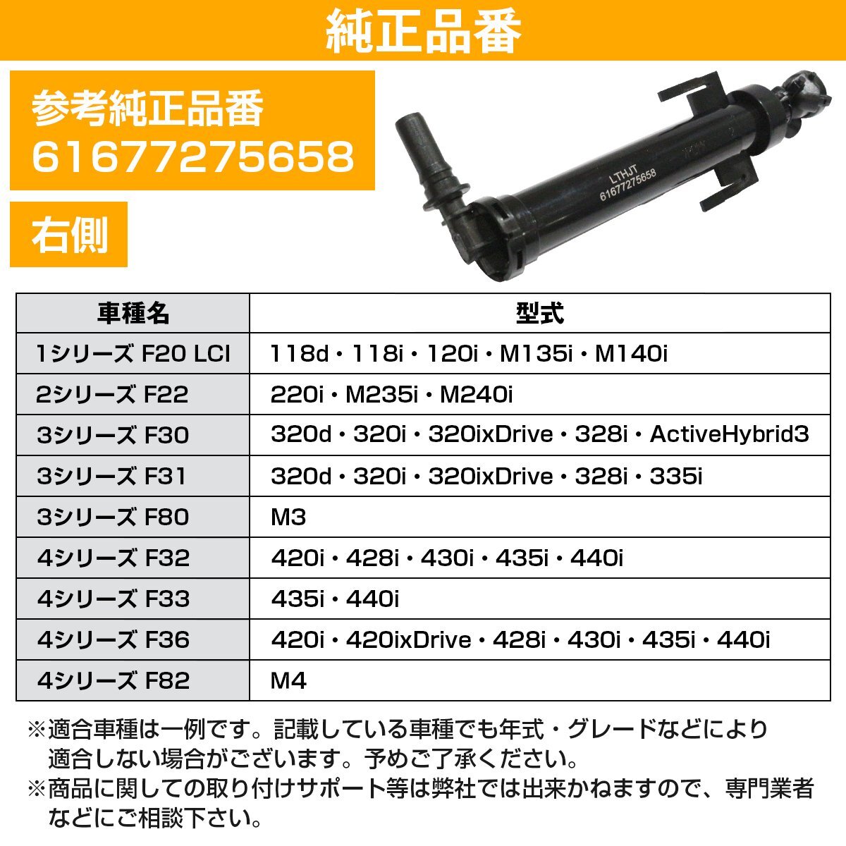 омыватель передних фар форсунка правая сторона BMW F20 F21 F22 220i M235i M240i 116i 118d 118i 120i M135i M140i 61677275658