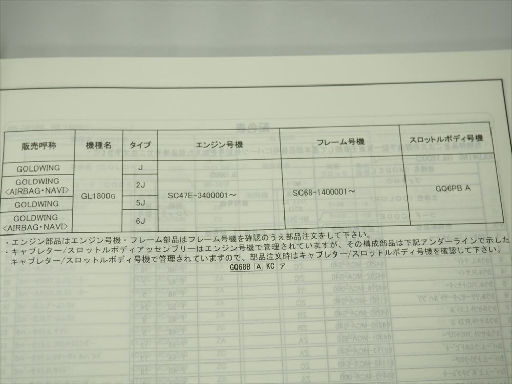  Gold Wing SE AIRBAG NAVI 5 версия список запасных частей SC68-100~140 GL1800 GOLDWING
