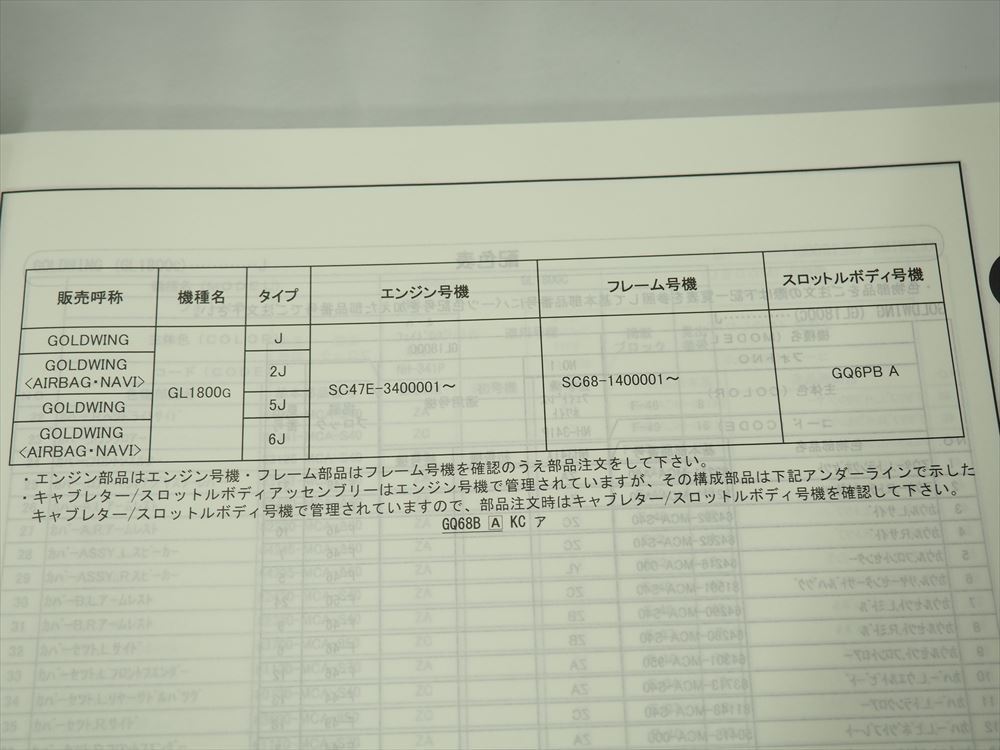 Gold Wing SE AIRBAG NAVI SC68-100 110 120 130 140 5 версия список запасных частей GL1800 GOLDWING