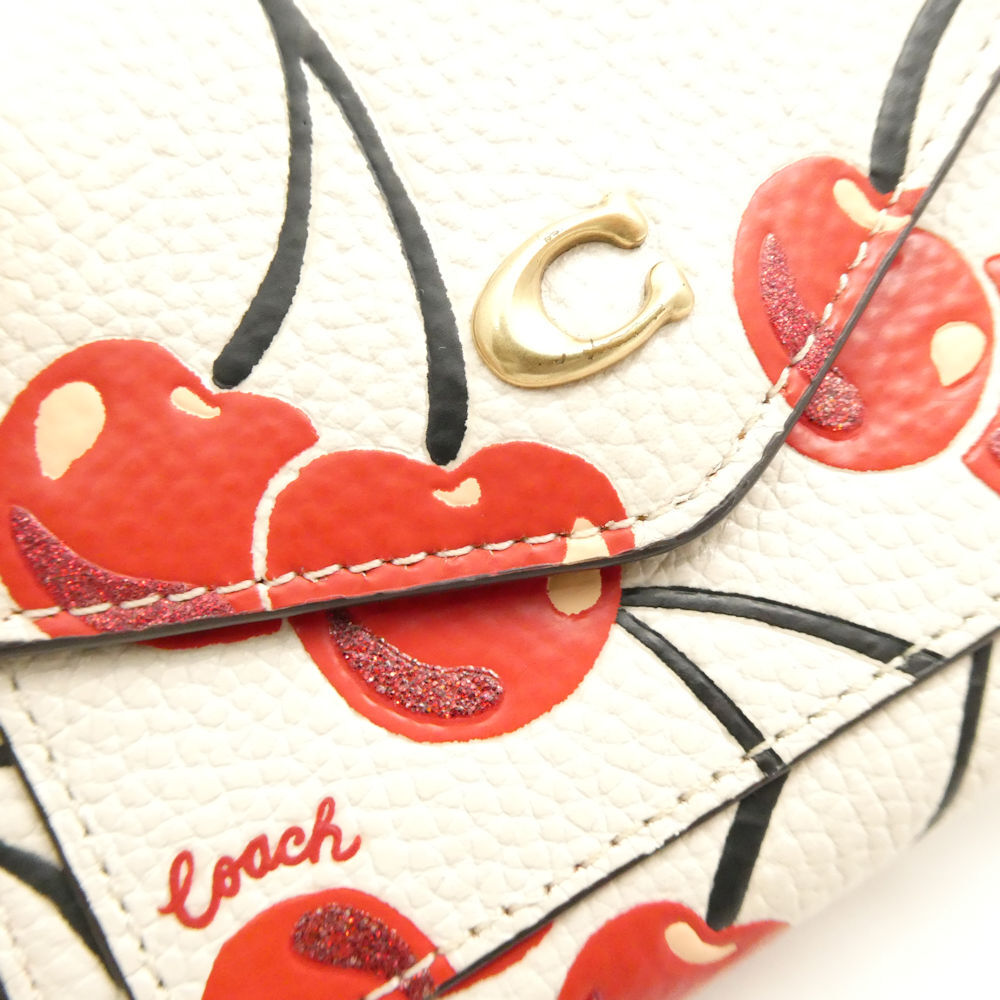 美品 COACH コーチ CA160 ウィン スモール ウォレット ウィズ チェリー プリント 二つ折り財布 サイフ レディース AM7200_画像6