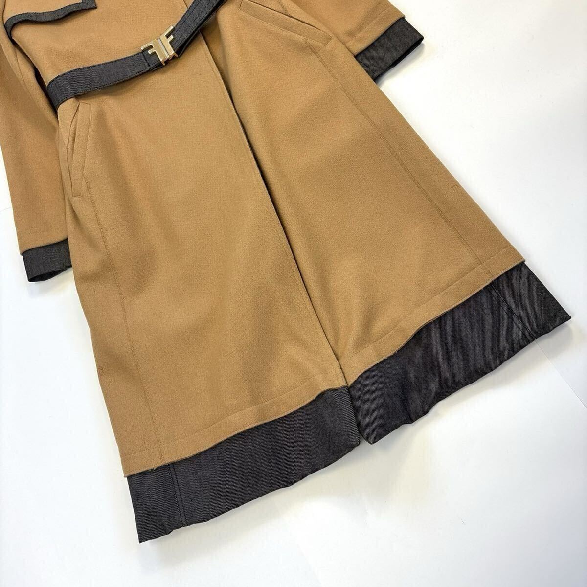 FENDI フェンディ ロングコート やまとなでしこ 松嶋菜々子さん着用 ドラマ 芸能人 キャメル ブラウン デニム レディース Mサイズ相当 _画像3