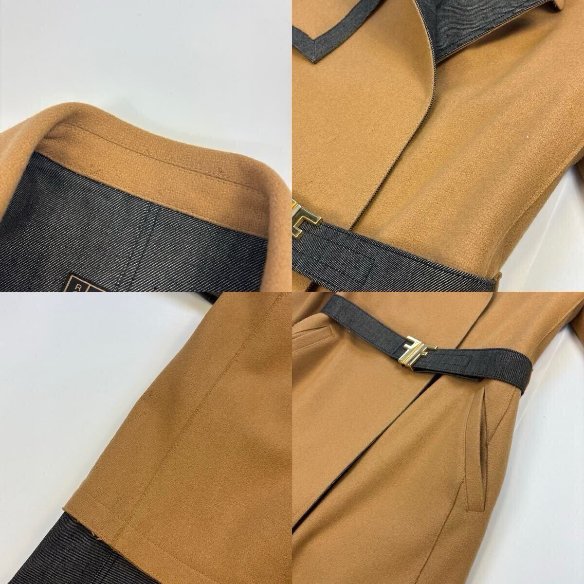 FENDI フェンディ ロングコート やまとなでしこ 松嶋菜々子さん着用 ドラマ 芸能人 キャメル ブラウン デニム レディース Mサイズ相当 _画像7