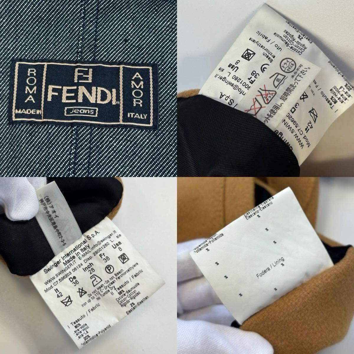 FENDI フェンディ ロングコート やまとなでしこ 松嶋菜々子さん着用 ドラマ 芸能人 キャメル ブラウン デニム レディース Mサイズ相当 _画像9