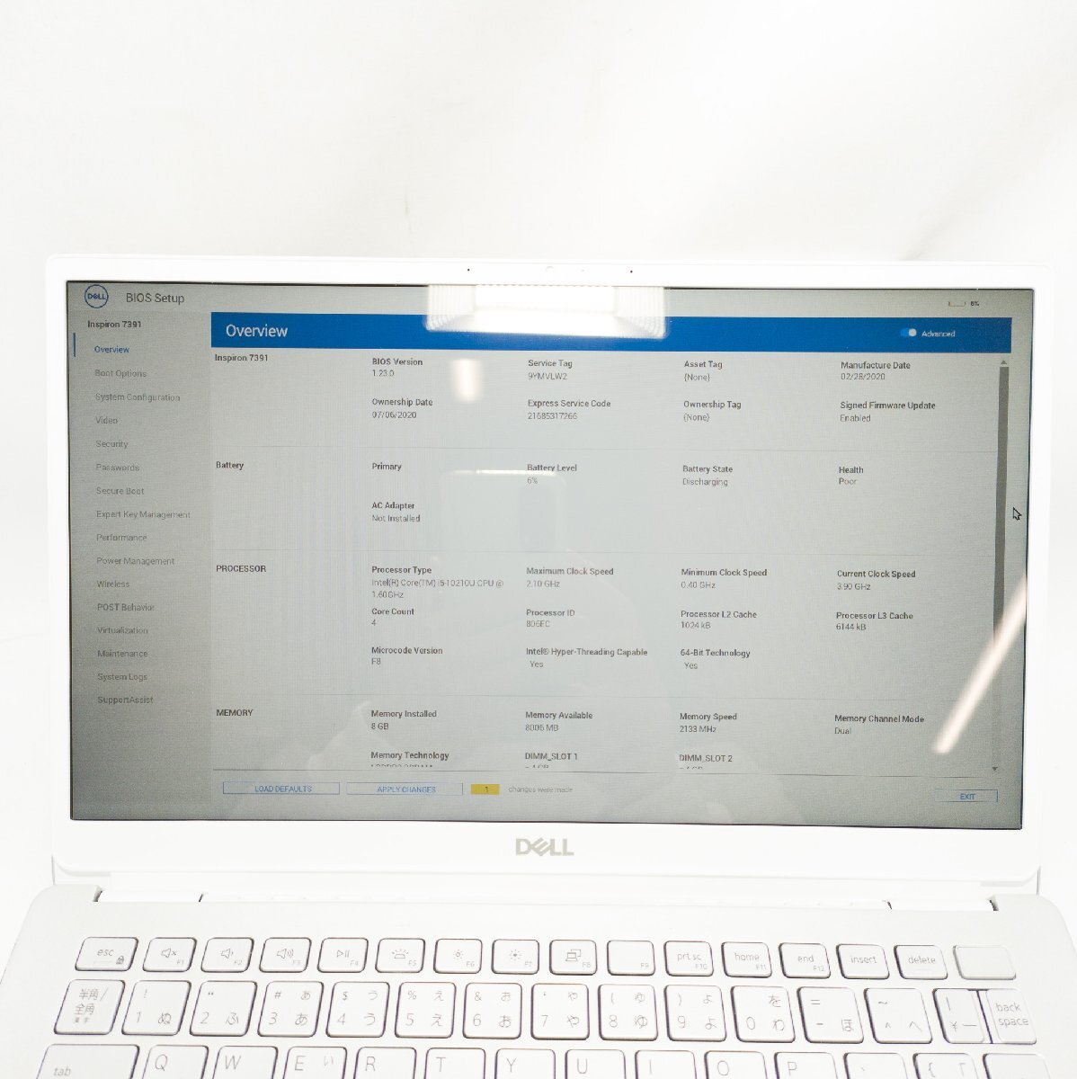 ★1円スタート★【即納・ジャンク品】DELL Inspiron7391 (i5-10210U/メモリ8GB/ストレージ256GB)VLW2_画像2