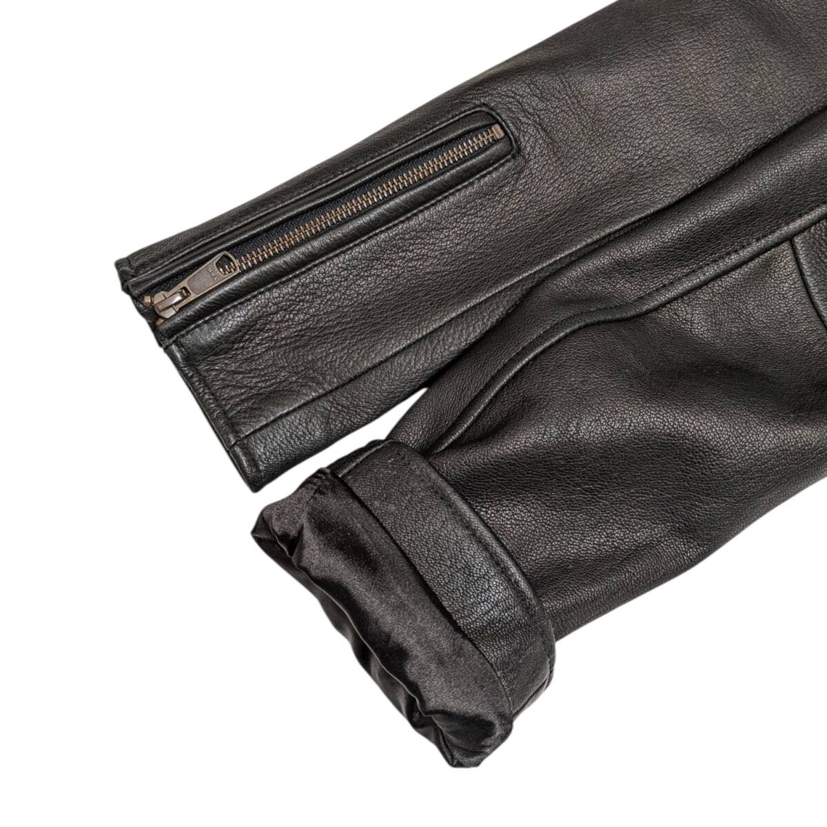 JACK ROSE ジャックローズ 210706J シングルライダースジャケット レザー 山羊革 ブラック サイズ 3_画像8