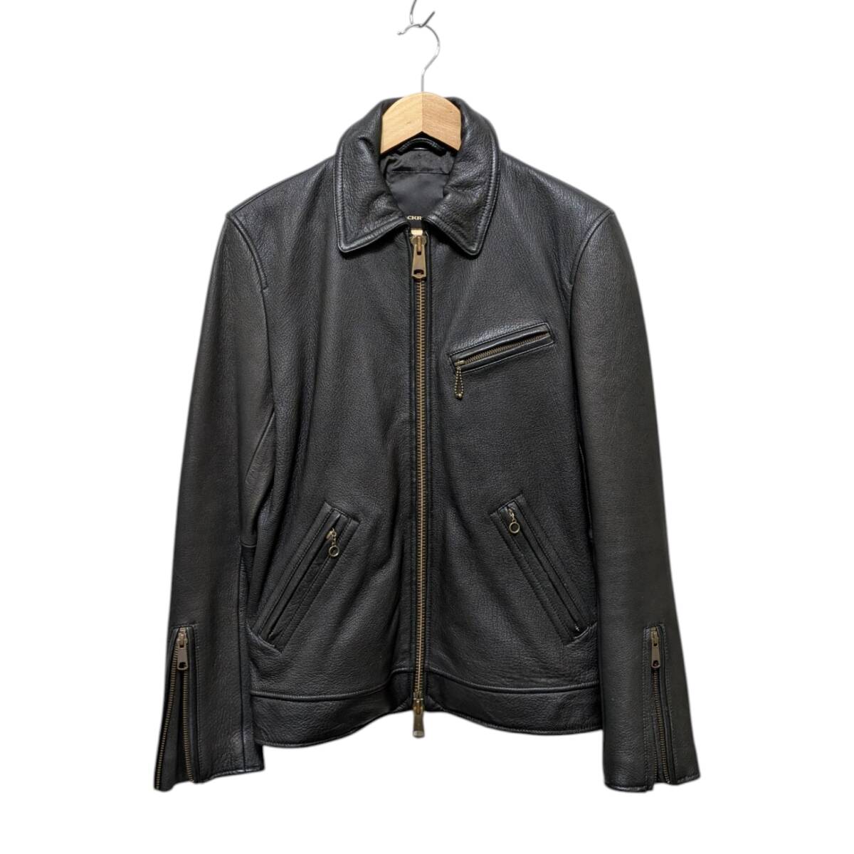 JACK ROSE ジャックローズ 210706J シングルライダースジャケット レザー 山羊革 ブラック サイズ 3_画像1