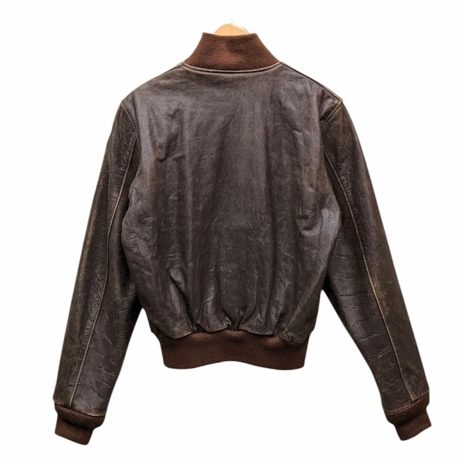 WAREHOUSE ウエアハウス A-1 LEATHER JACKET ヴィンテージ加工 レザージャケット ブルゾン ブラウン系 サイズ 38_画像2