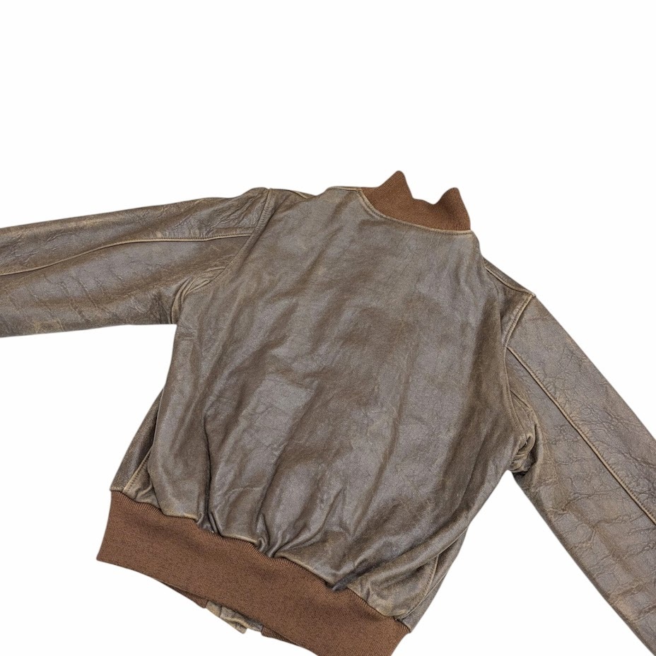 WAREHOUSE ウエアハウス A-1 LEATHER JACKET ヴィンテージ加工 レザージャケット ブルゾン ブラウン系 サイズ 38_画像6