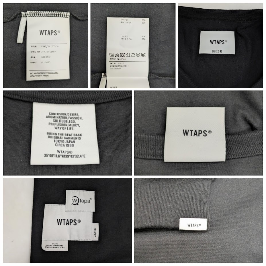 WTAPS ダブルタップス 211ATDT-CSM17 INSECT02 LS COPO プリント ポケット 長袖 Tシャツ ロンT ブラック サイズ 3_画像7
