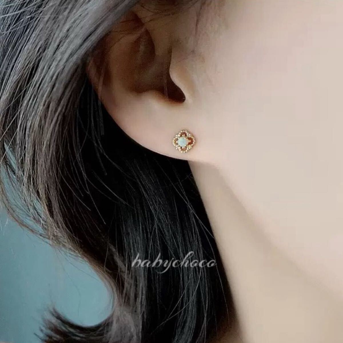 オパールinレース風ピアス　18kgf_画像4