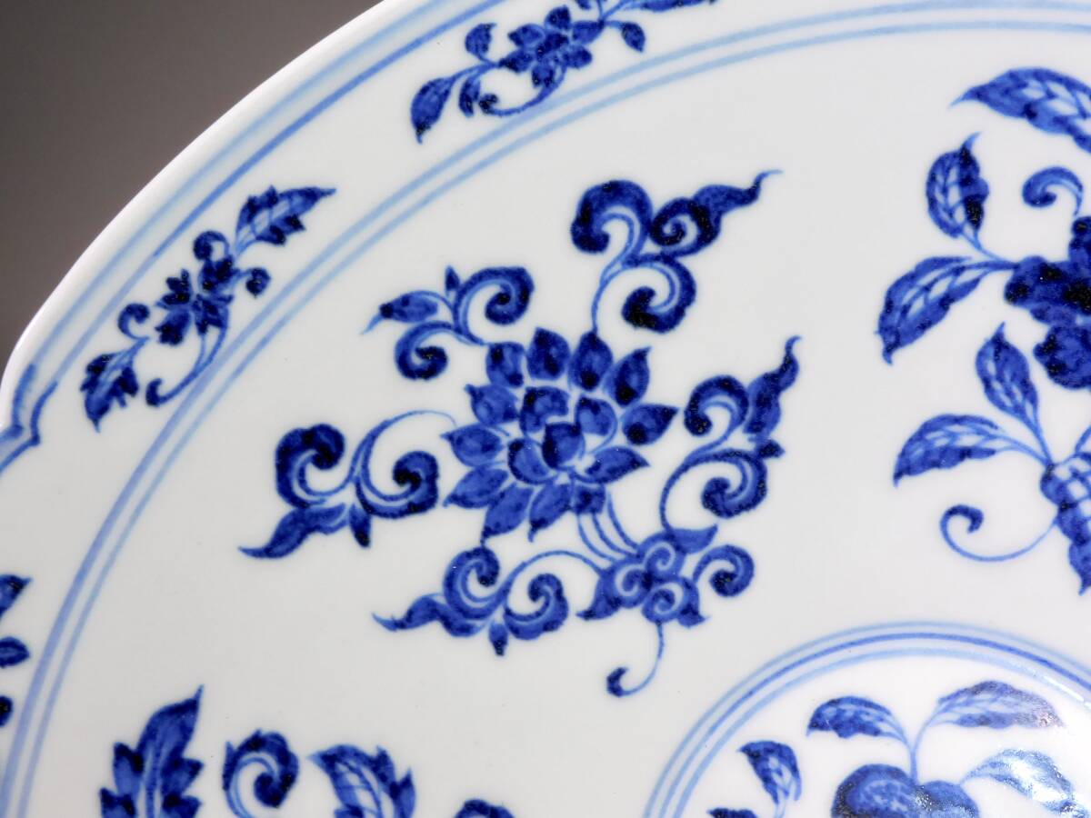 明時代　染付花果文茶碗　大明宣徳年製在銘　箱付　明　_画像6