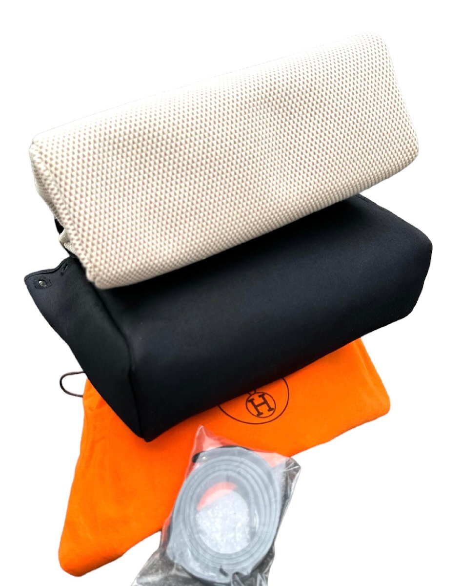 超美品◆本物◆エルメスHERMESエールバッグPMトワルGMキャンバスレザー・カーフ黒白パンダハンドバッグショルダーバッグ金具ボックスカーフ_画像3