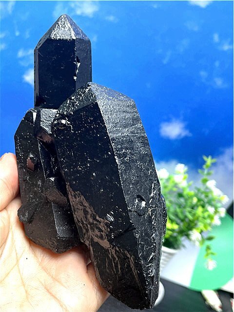 AAA級【魔除け】◆天然モリオン(黒水晶）クラスター188C6-106C22_画像6