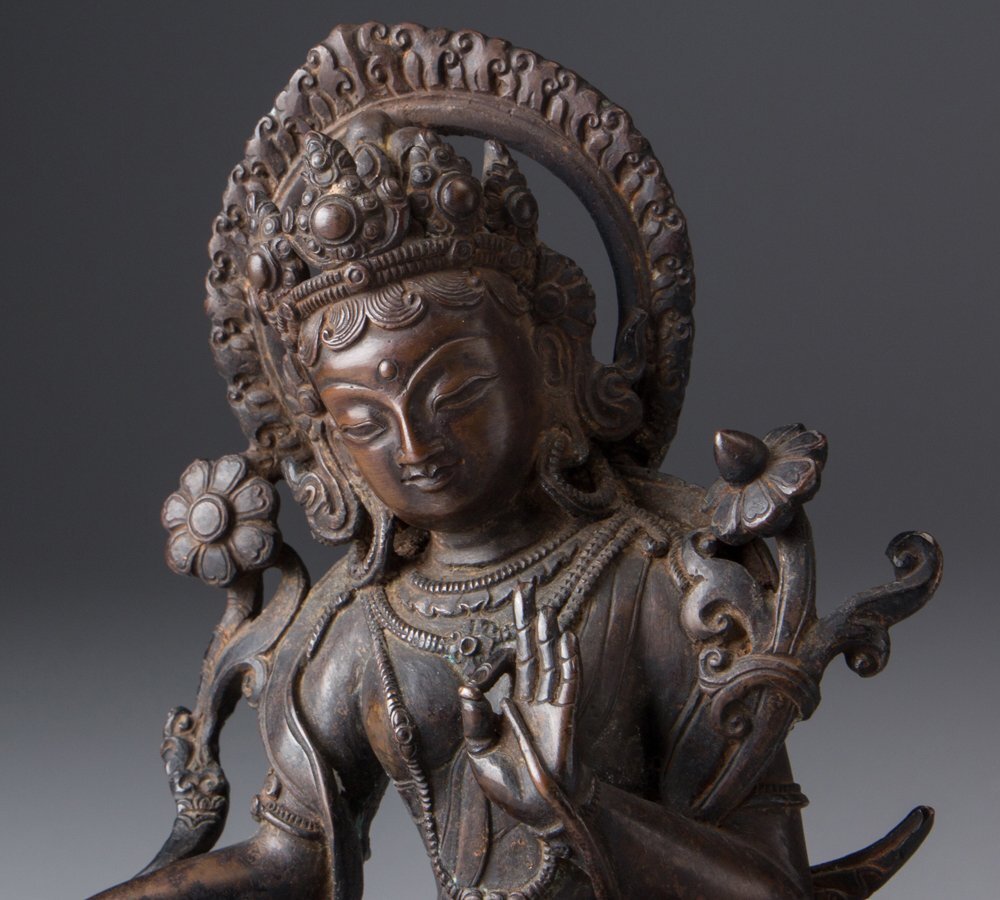 【五】銅造チベット観音菩薩坐像_画像4