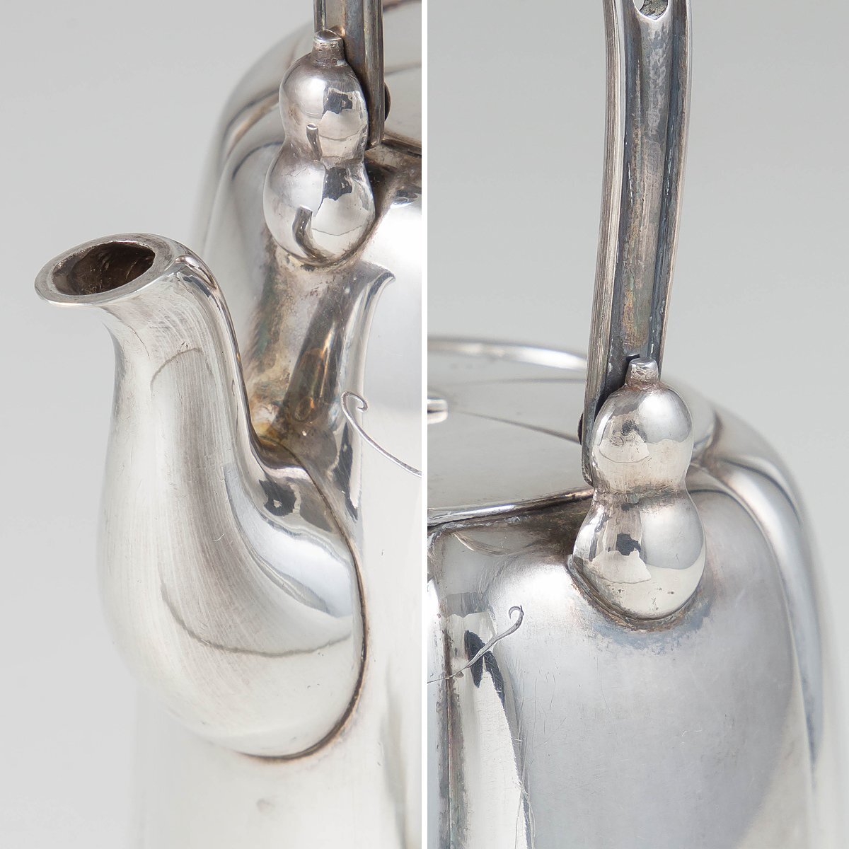 【五】芳華堂造 純銀 蔓摘長瓜形酒器 一対 重370g 箱付_画像5