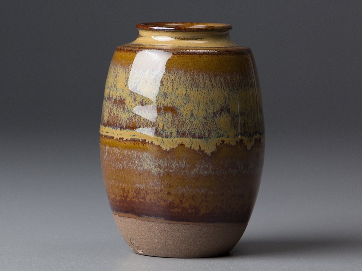 【五】高取喜恵造 『高取焼肩衝茶入』 替仕覆付 共箱 茶道具_画像3