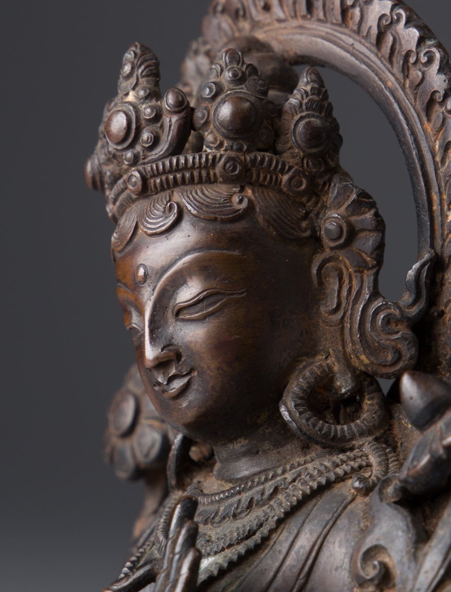 【五】銅造チベット観音菩薩坐像_画像6