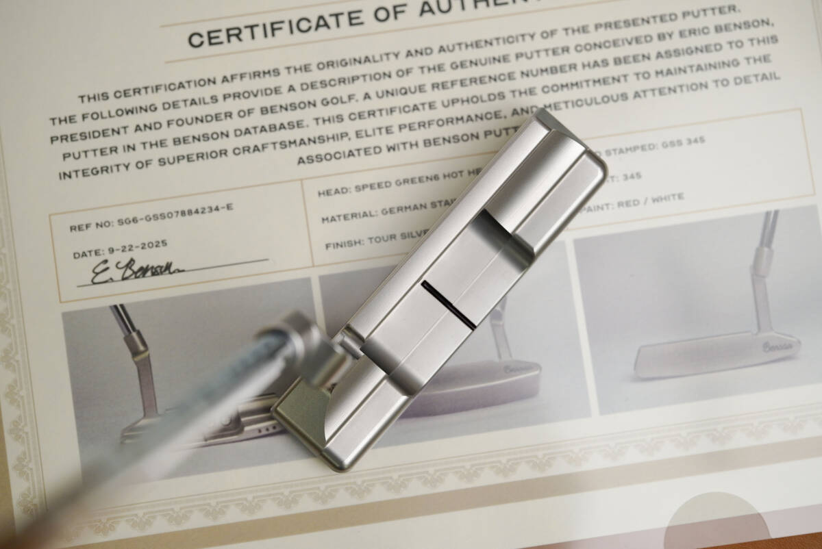 新品未使用 Benson SpeedGreen6 ホットヘッド TourT GSS COA有り ジャーマンステンレス 海外直輸入ガレージパター 34インチ Y-004_画像3