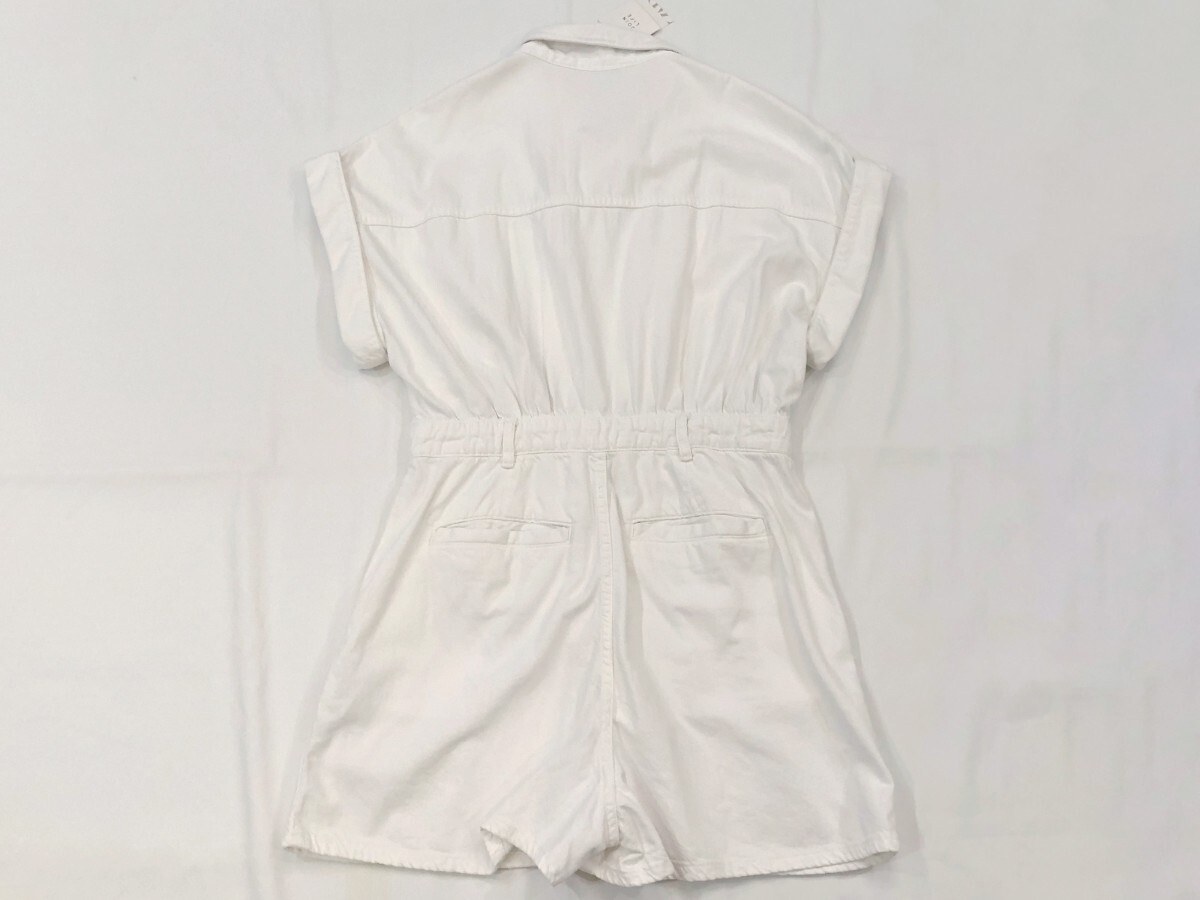  【新品タグ付き】 ZARA ザラ デニム オーバーオール ジャンプスーツ レディース ショートパンツ ホワイト_画像6