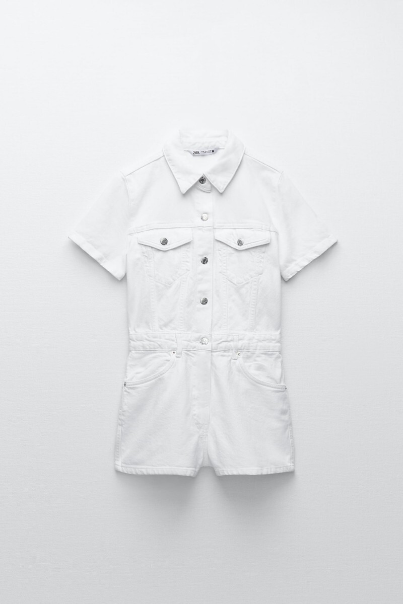 【新品タグ付き】 ZARA ザラ デニム オーバーオール ジャンプスーツ レディース ショートパンツ ホワイト_画像8