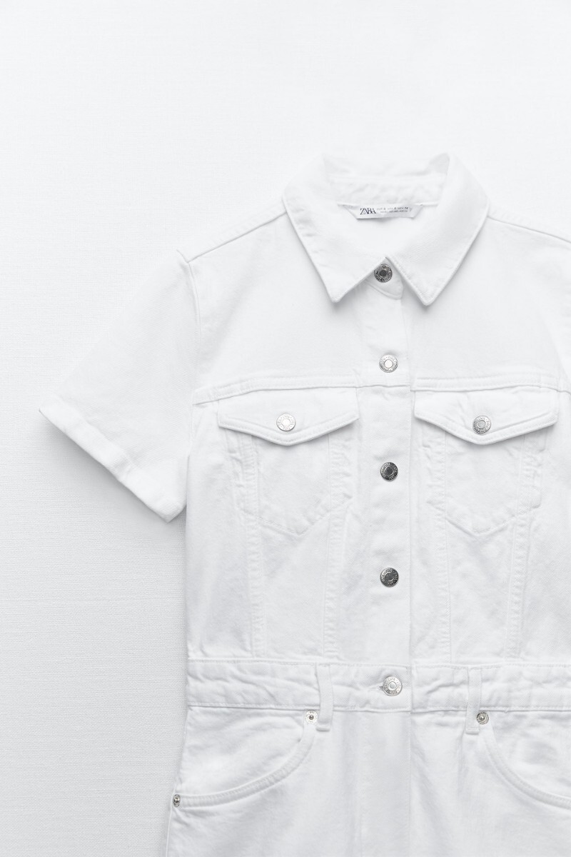  【新品タグ付き】 ZARA ザラ デニム オーバーオール ジャンプスーツ レディース ショートパンツ ホワイト_画像10