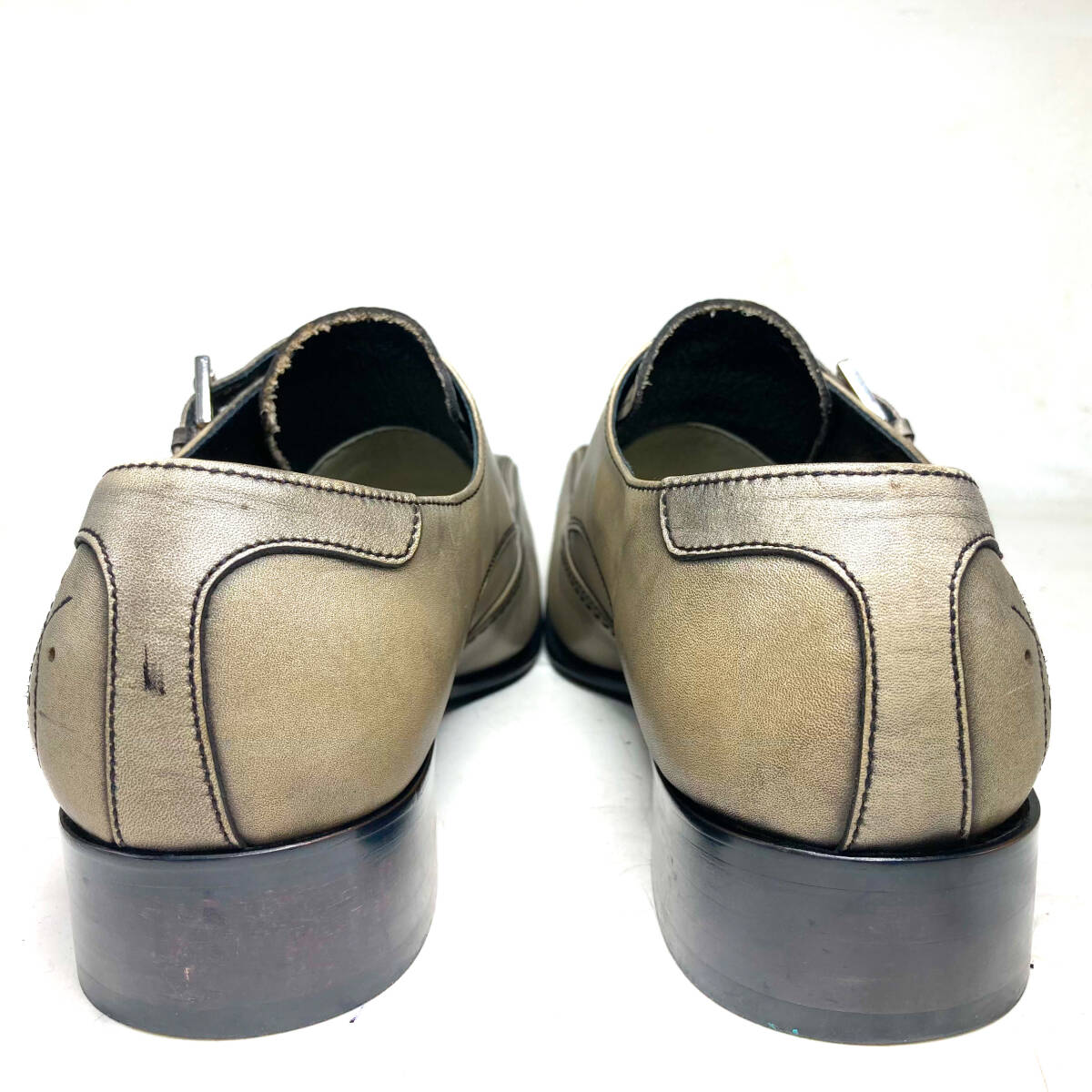 ☆即決・送料無料☆キャサリンハムネットロンドン ダブルモンクストラップ グレー 25cm　革靴 ビジネスシューズ ドレス 本革 本皮 メンズ_画像3