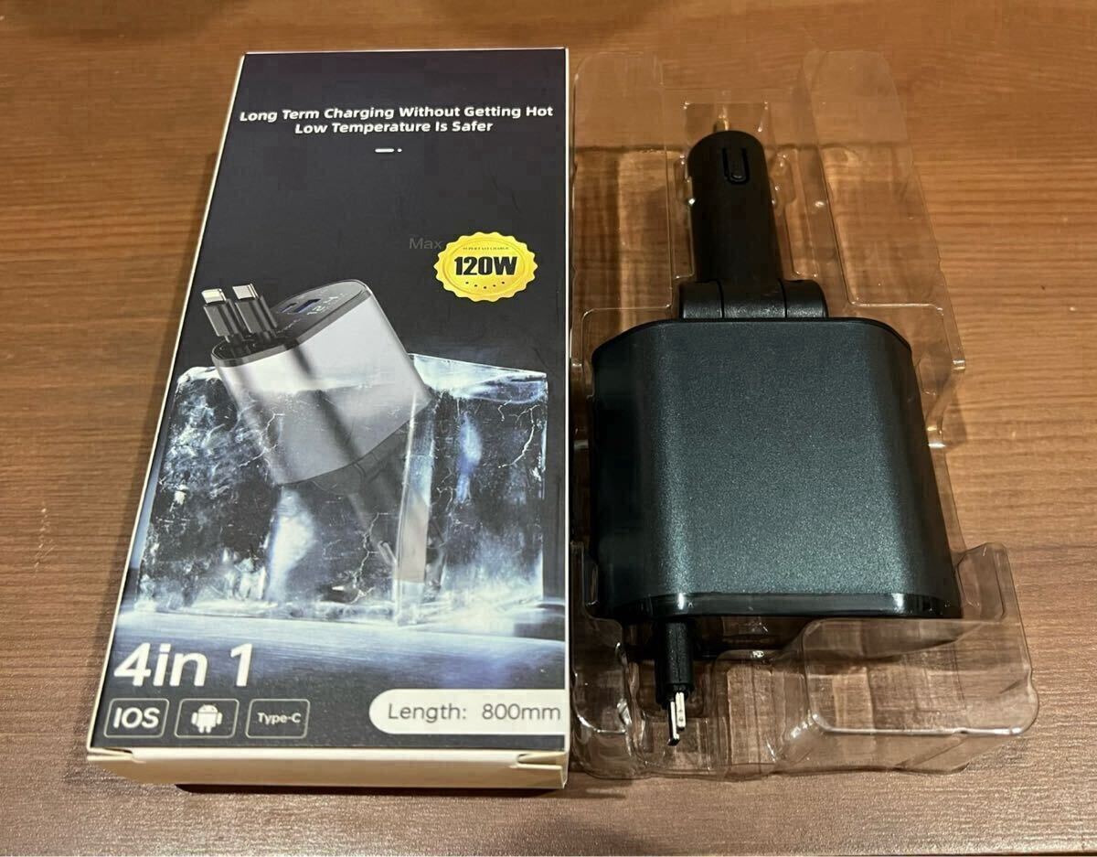 シガーソケット 急速充電 カーチャージャー USB 4in1 巻き取り式 自動車用携帯充電器 スマホ充電 12V-24V対応_画像10