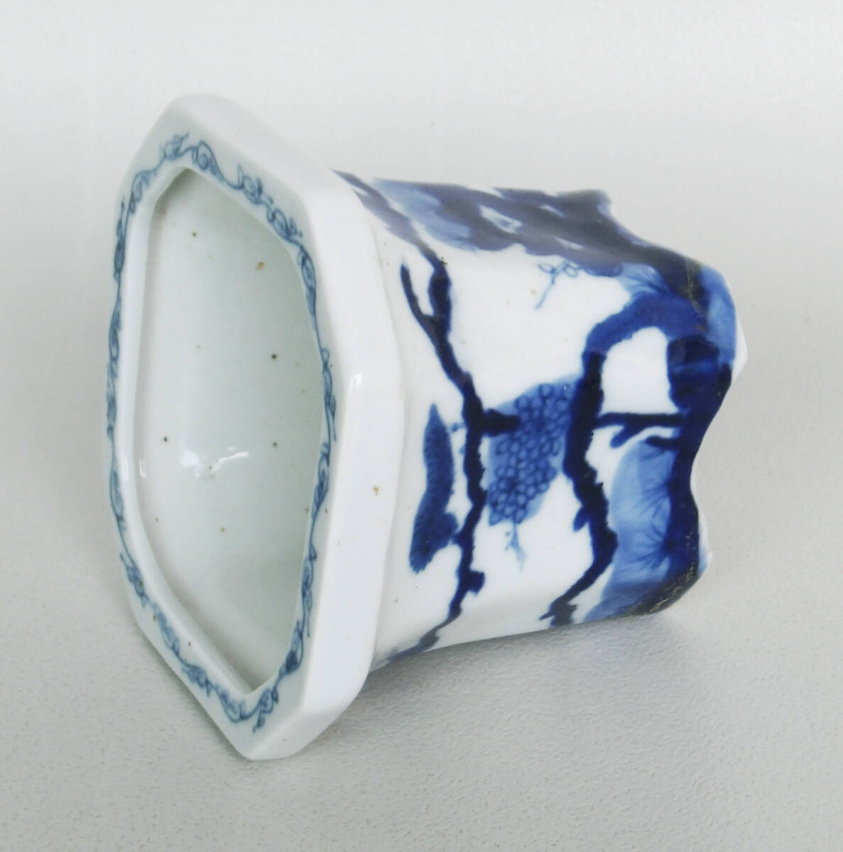 染付 松梅の図 ミニ植木鉢 盆栽_画像5