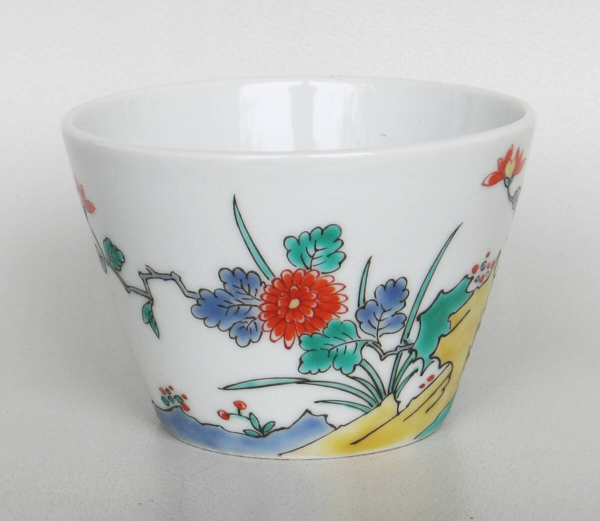 色絵　菊の図　蕎麦猪口_画像1