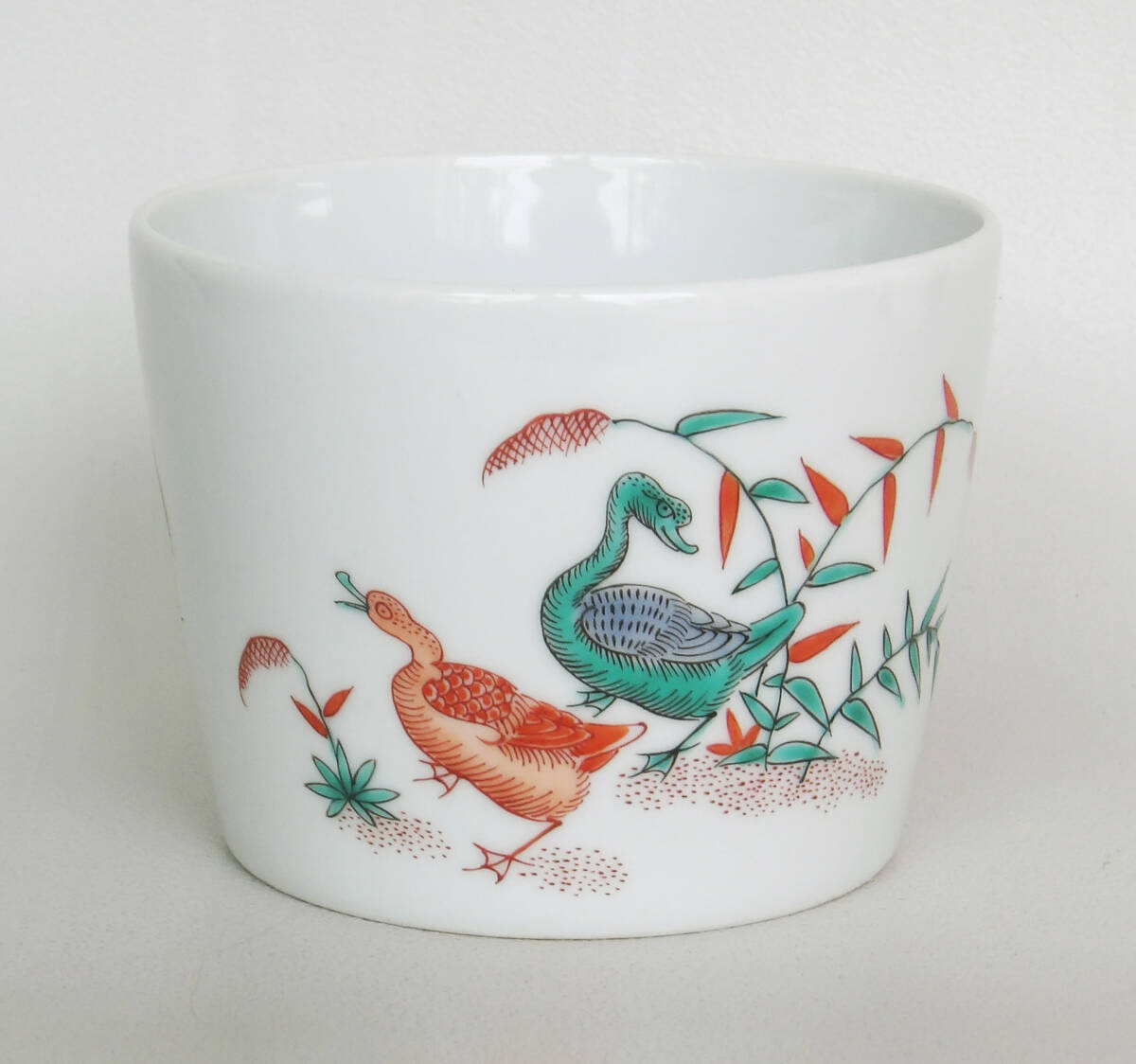 色絵　鴨の図　大振り蕎麦猪口_画像1