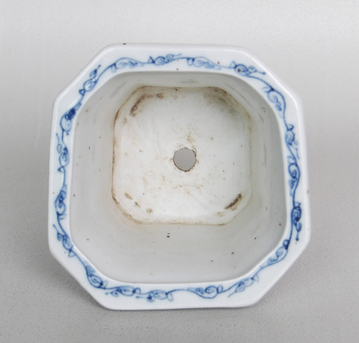 染付 松梅の図 ミニ植木鉢 盆栽_画像8