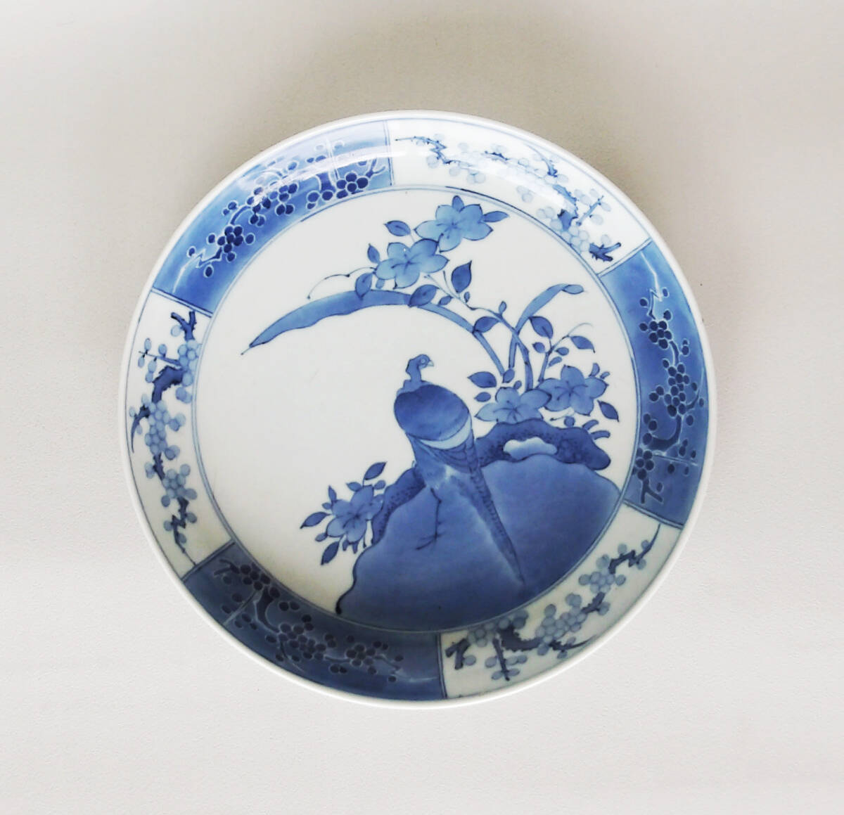 染付 花鳥の図 中皿_画像1