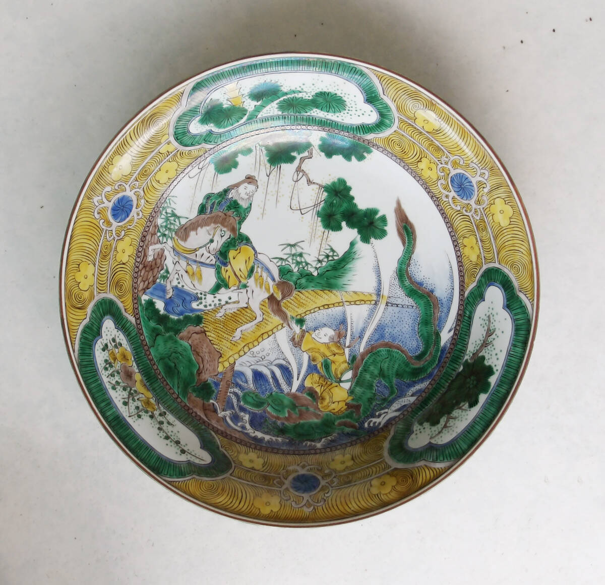 色絵　松竹梅　人物の図　大鉢_画像1