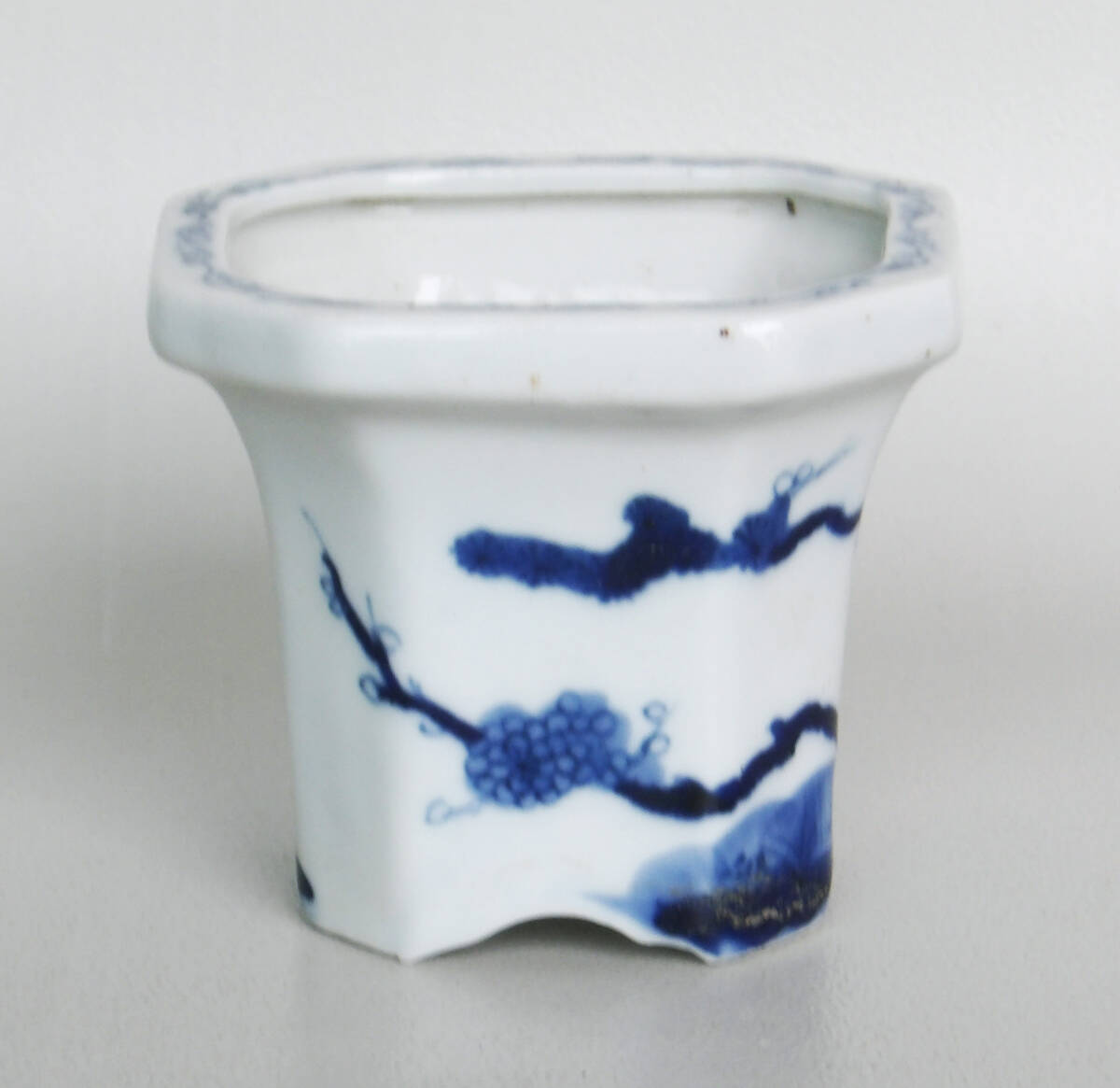 染付 松梅の図 ミニ植木鉢 盆栽_画像3