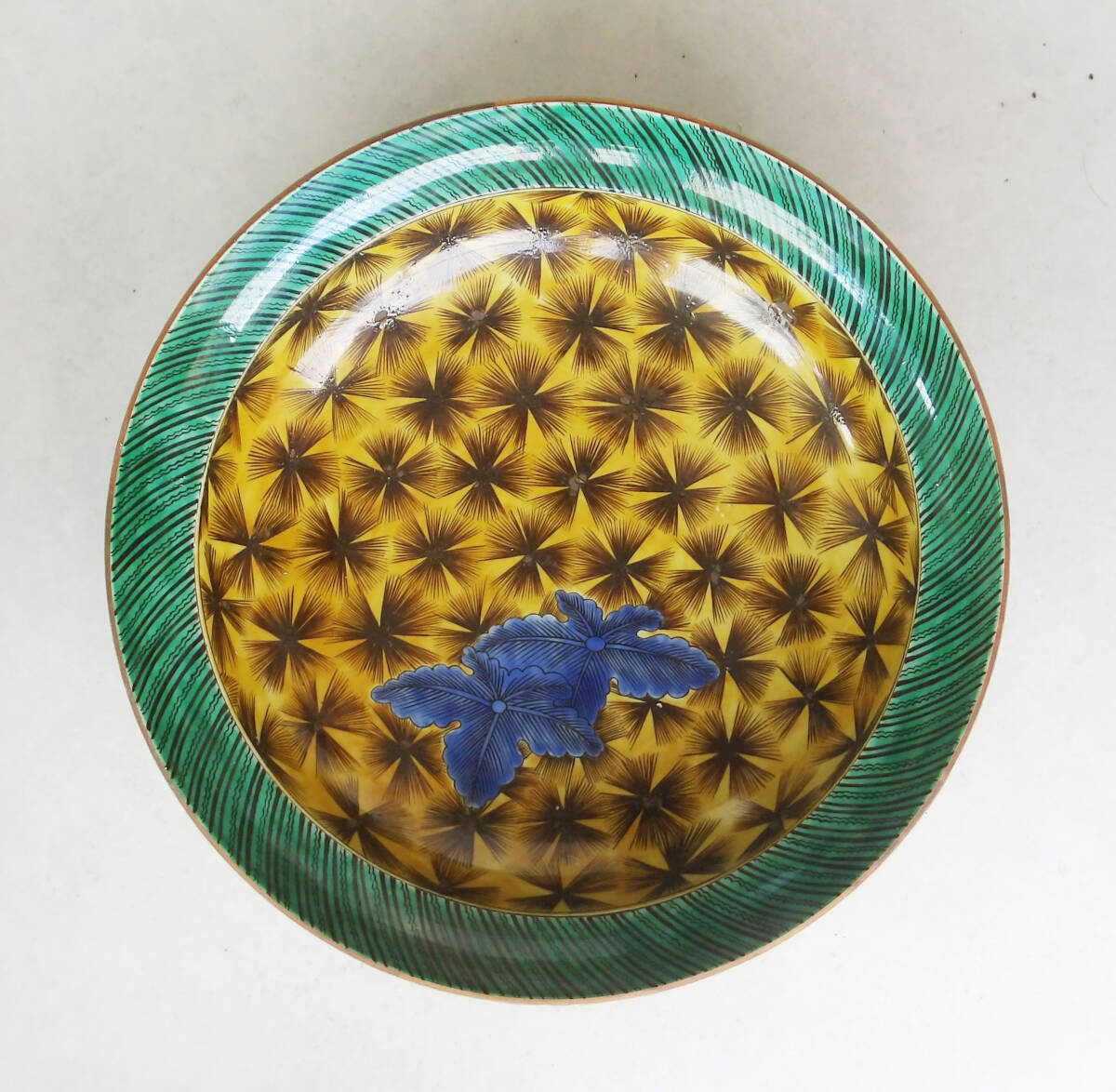 色絵　花の図　大皿_画像1