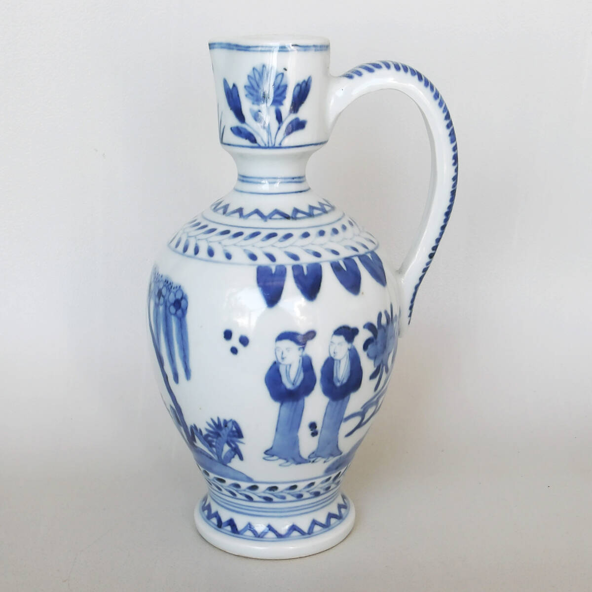 染付　人物の図　水注_画像1